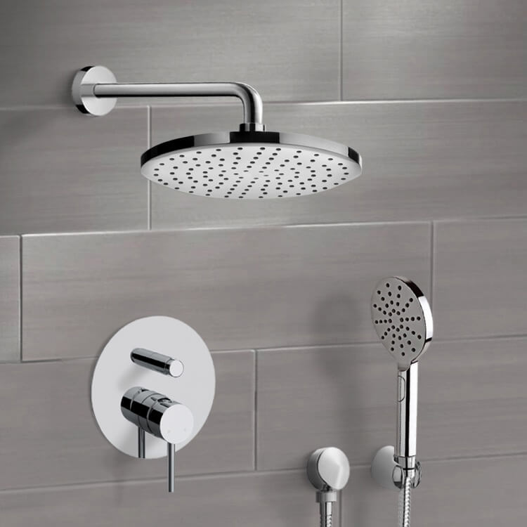 Shower Faucet, Remer SFH68, Chrome Shower System With Rain Shower Head and Hand Shower